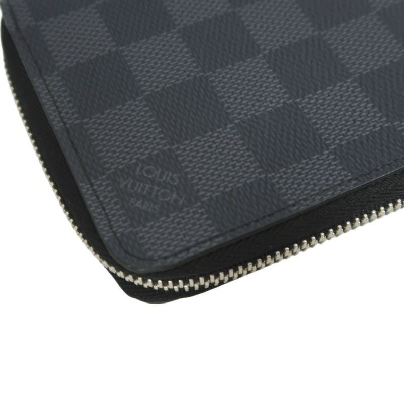 LOUIS VUITTON Zippy Wallet Vertical, Damier Graphite, Long Wallet, Black, Silver Hardware