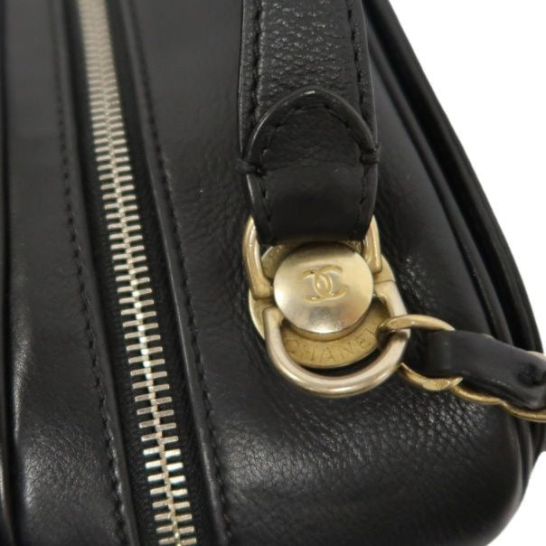 CHANEL Quilted Vanity Handbag, Black Lambskin, Gold-tone Hardware