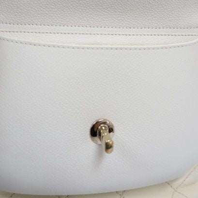CHANEL Quilted Drawstring Backpack, Off-white Caviar Leather