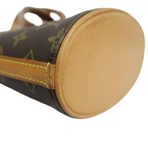 LOUIS VUITTON Monogram Drouot Crossbody Bag, Brown Coated Canvas (PVC), Barrel Shape