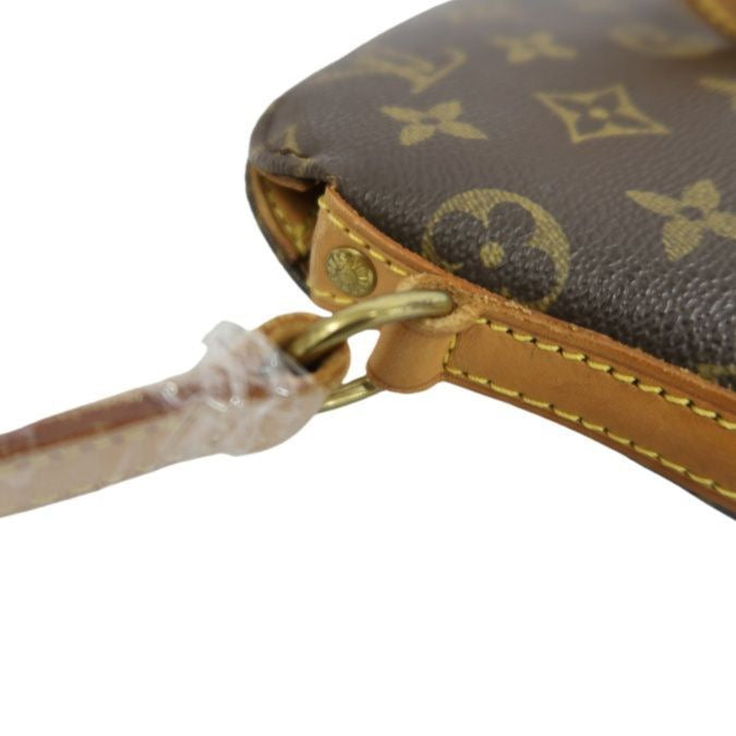 LOUIS VUITTON Monogram Drouot Crossbody Bag, Brown Coated Canvas (PVC), Barrel Shape