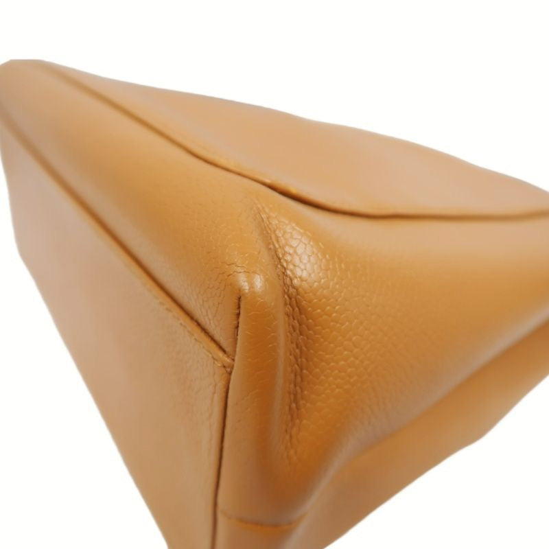 CHANEL Caviar Skin Top Handle Handbag, Brown with Gold Hardware, Orange Calfskin