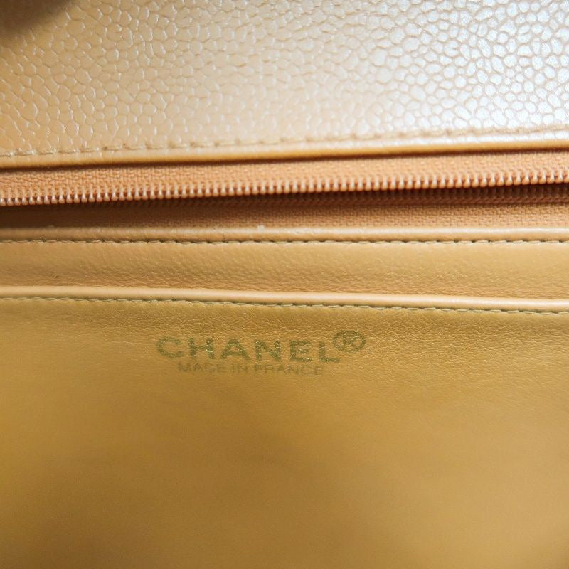 CHANEL Caviar Skin Top Handle Handbag, Brown with Gold Hardware, Orange Calfskin