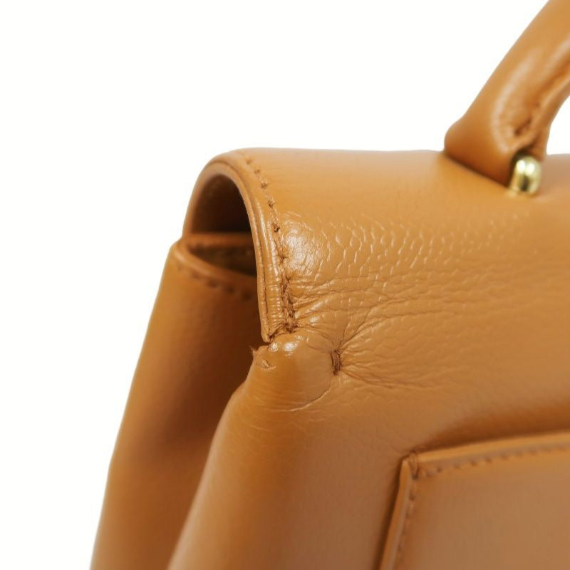 CHANEL Caviar Skin Top Handle Handbag, Brown with Gold Hardware, Orange Calfskin