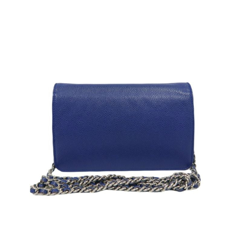 CHANEL Navy Blue Caviar Leather Chain Shoulder Bag, Gold Hardware
