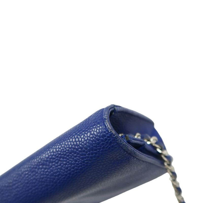 CHANEL Navy Blue Caviar Leather Chain Shoulder Bag, Gold Hardware