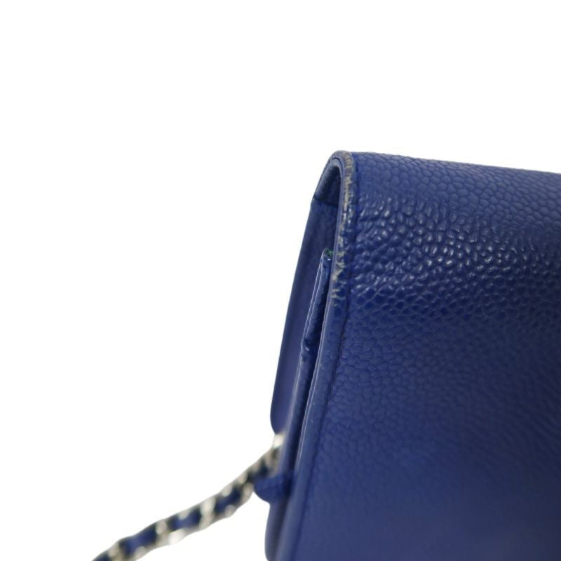 CHANEL Navy Blue Caviar Leather Chain Shoulder Bag, Gold Hardware