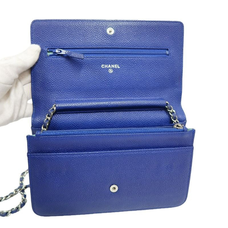 CHANEL Navy Blue Caviar Leather Chain Shoulder Bag, Gold Hardware