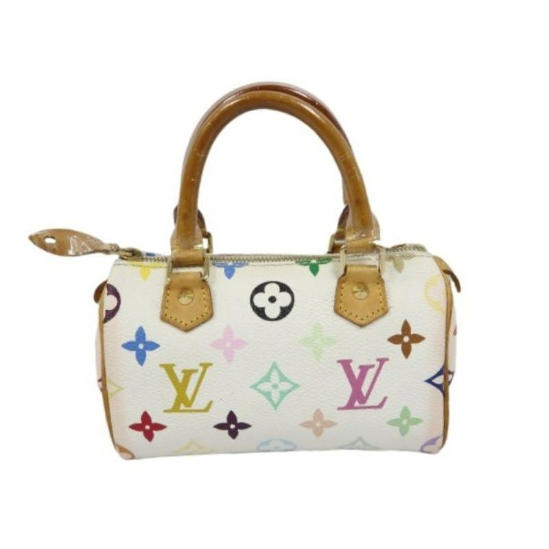 LOUIS VUITTON Takashi Murakami White Multicolore Nano Speedy, Coated Canvas PVC with Gold Hardware