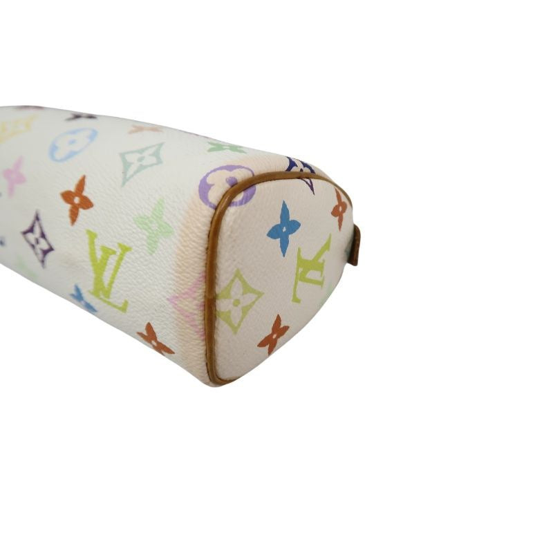 LOUIS VUITTON Takashi Murakami White Multicolore Nano Speedy, Coated Canvas PVC with Gold Hardware