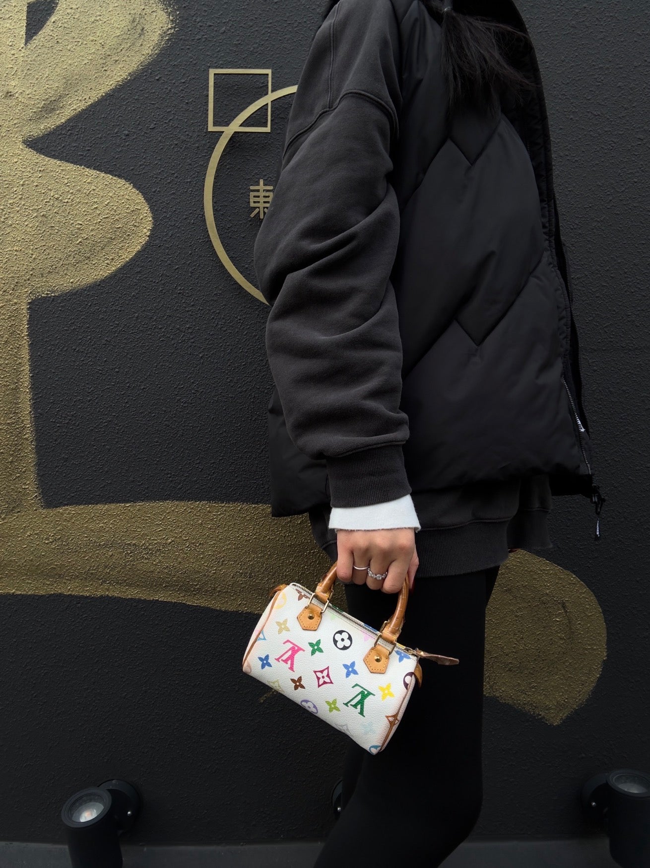 LOUIS VUITTON Takashi Murakami White Multicolore Nano Speedy, Coated Canvas PVC with Gold Hardware