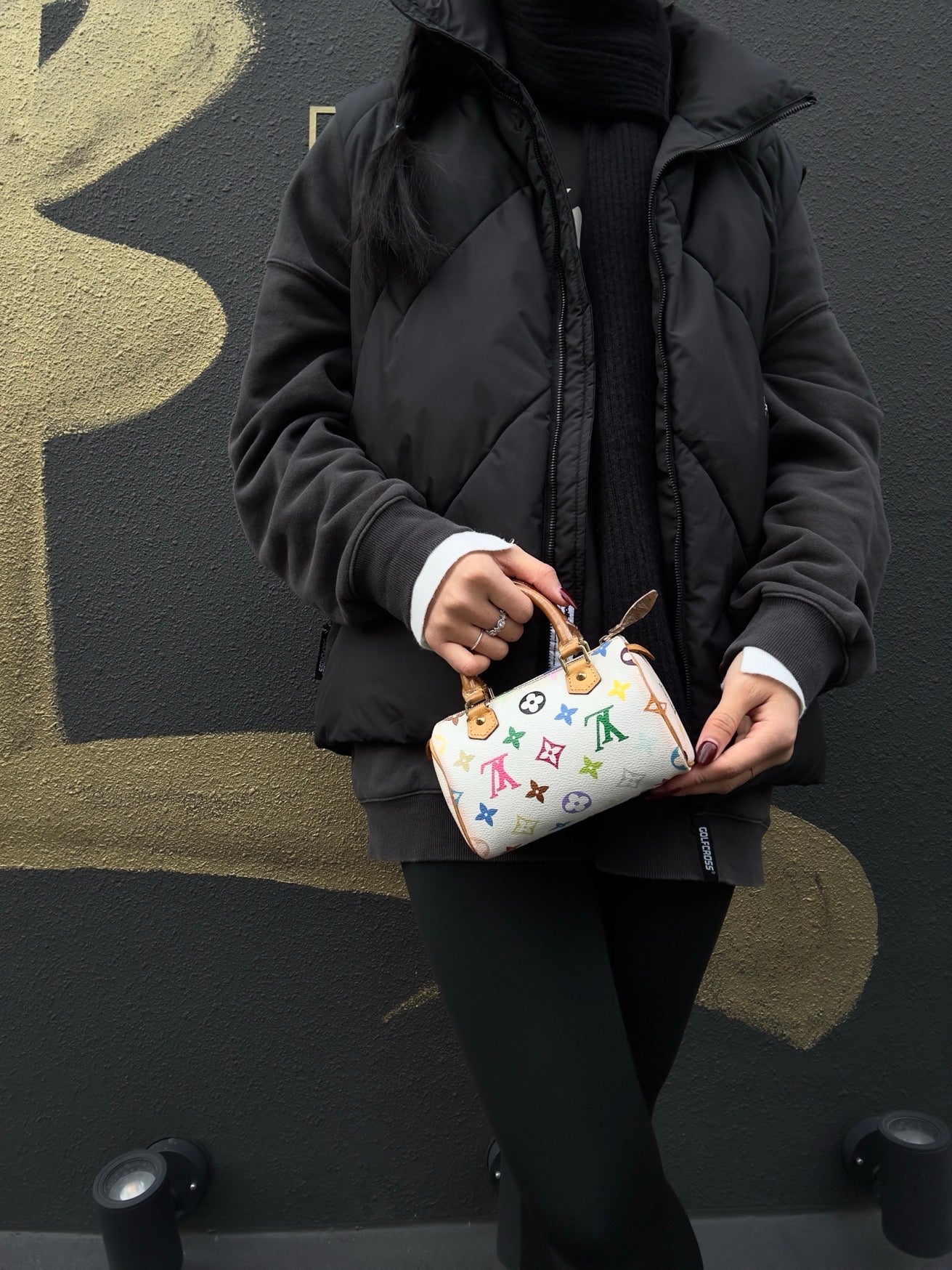 LOUIS VUITTON Takashi Murakami White Multicolore Nano Speedy, Coated Canvas PVC with Gold Hardware