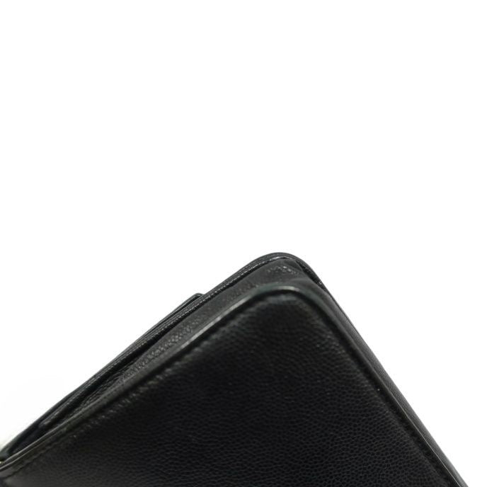 CHANEL Black Caviar Leather WOC Wallet on Chain, Silver Hardware