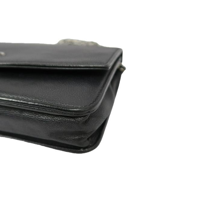 CHANEL Black Caviar Leather WOC Wallet on Chain, Silver Hardware