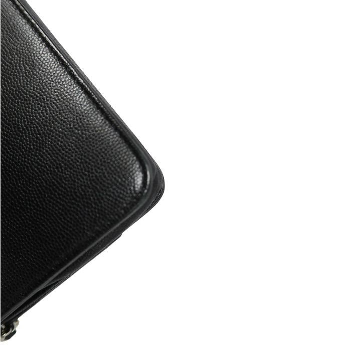 CHANEL Black Caviar Leather WOC Wallet on Chain, Silver Hardware