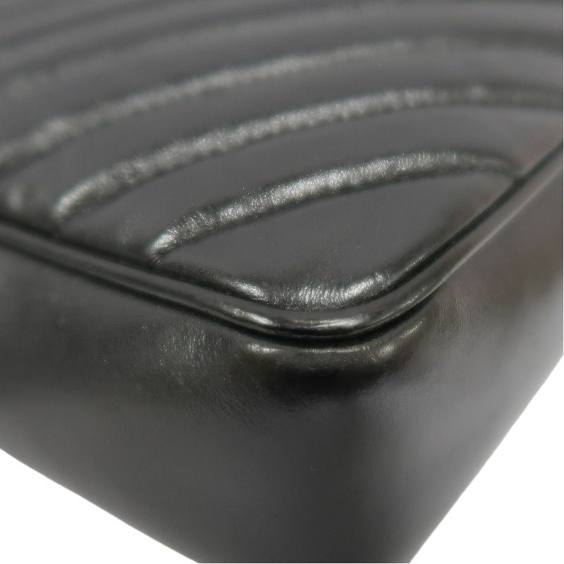 YSL Black Lambskin V-Stitch Shoulder Bag with Gold Hardware