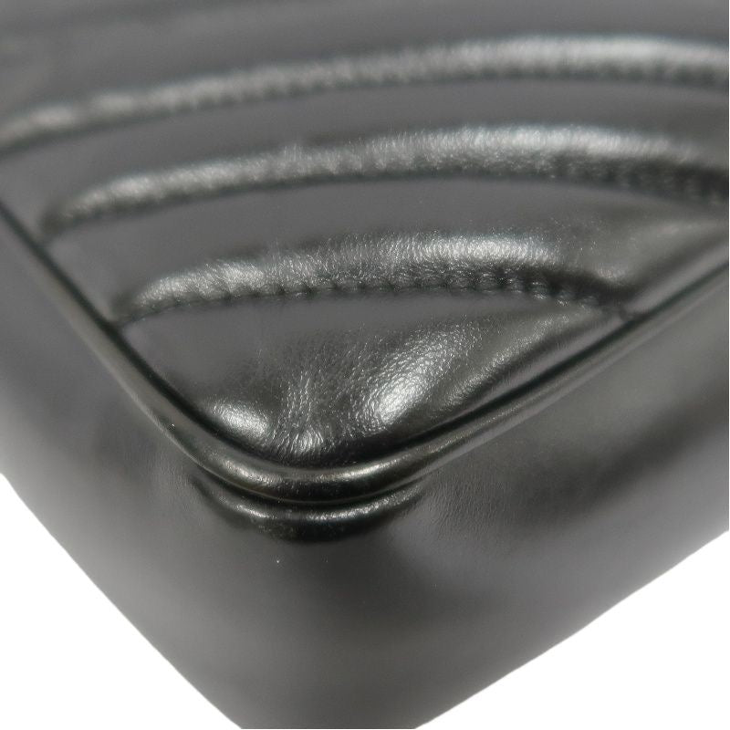 YSL Black Lambskin V-Stitch Shoulder Bag with Gold Hardware