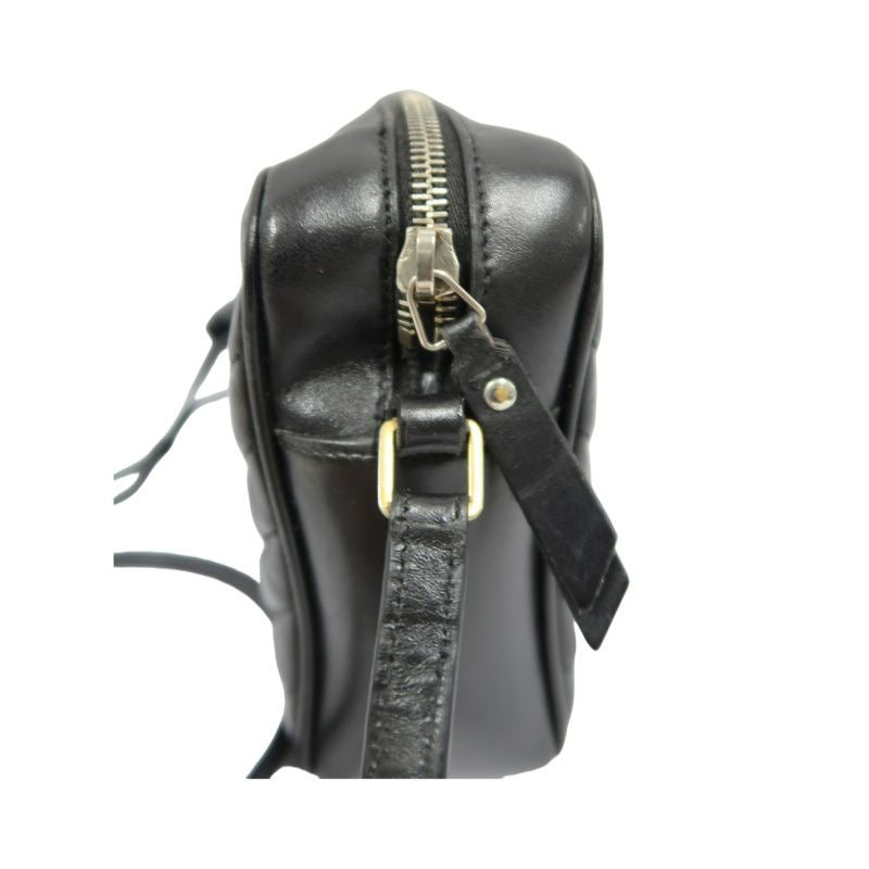 YSL Black Lambskin V-Stitch Shoulder Bag with Gold Hardware