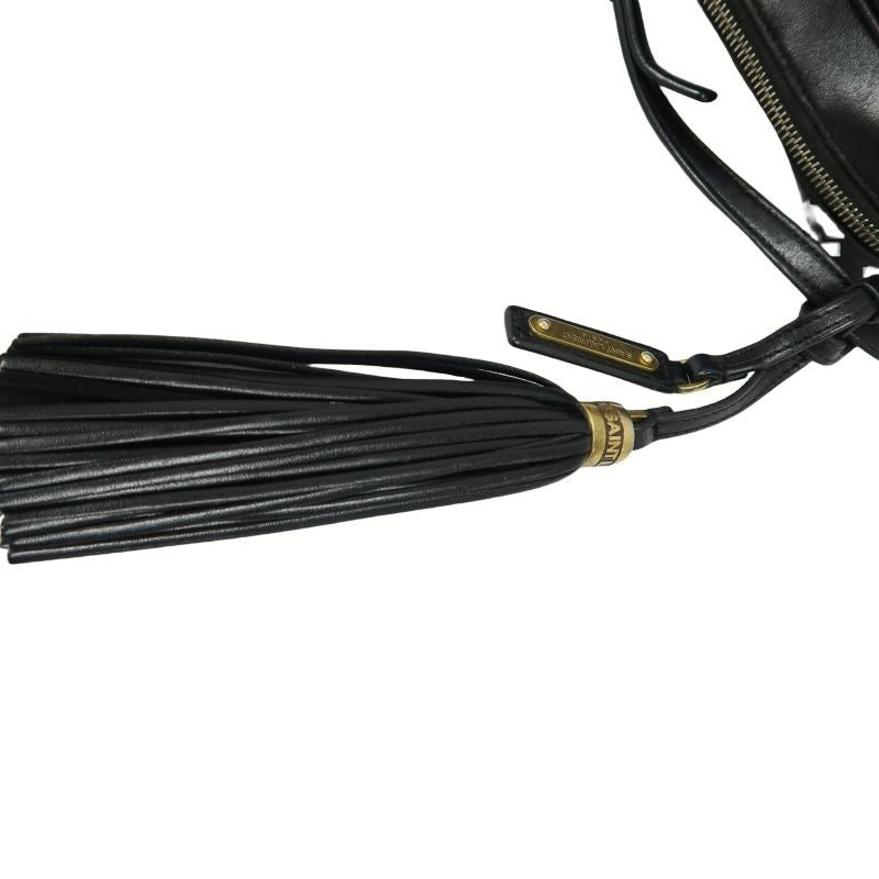 YSL Black Lambskin V-Stitch Shoulder Bag with Gold Hardware