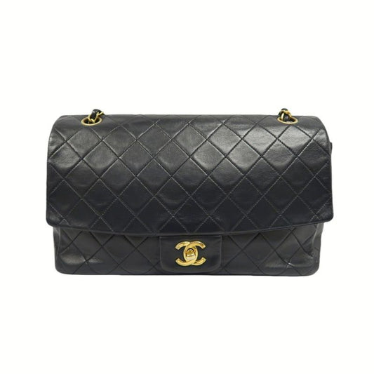 CHANEL Classic Flap Black Lambskin Matelasse Chain Shoulder Bag