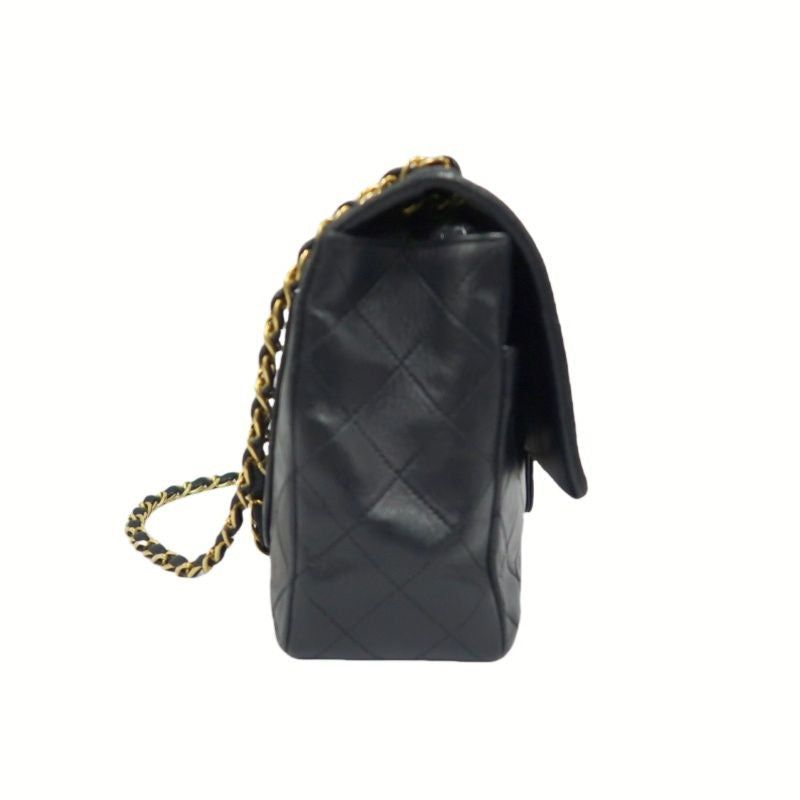 CHANEL Classic Flap Black Lambskin Matelasse Chain Shoulder Bag