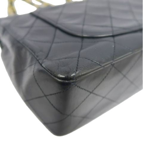 CHANEL Classic Flap Black Lambskin Matelasse Chain Shoulder Bag