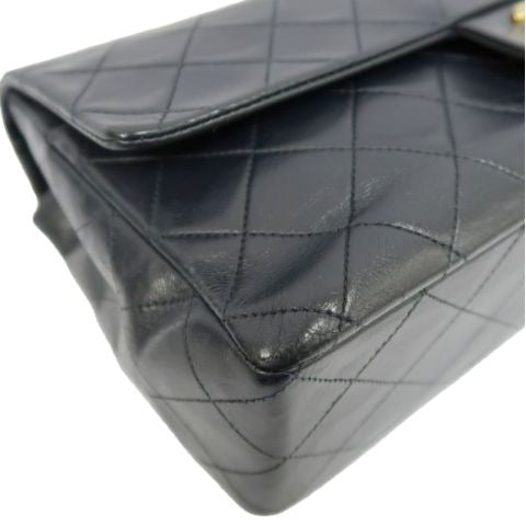 CHANEL Classic Flap Black Lambskin Matelasse Chain Shoulder Bag
