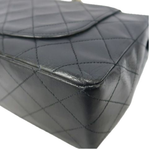 CHANEL Classic Flap Black Lambskin Matelasse Chain Shoulder Bag