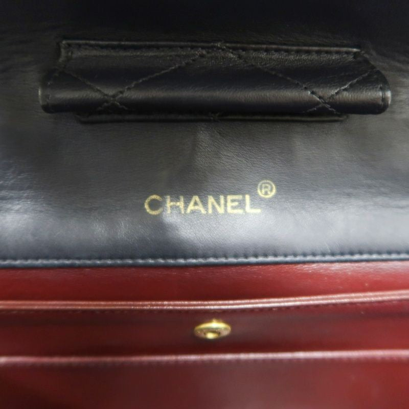 CHANEL Classic Flap Black Lambskin Matelasse Chain Shoulder Bag