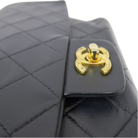 CHANEL Classic Flap Black Lambskin Matelasse Chain Shoulder Bag