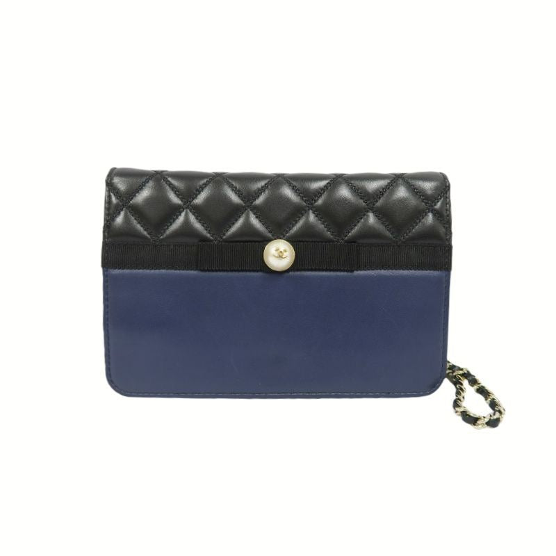 CHANEL Navy x Black Matelasse Chain Shoulder Bag