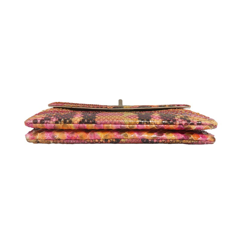 CHANEL Yellow-Pink Snake Skin Clutch Bag, Includes Dust Bag, Box & Guarantee Card
