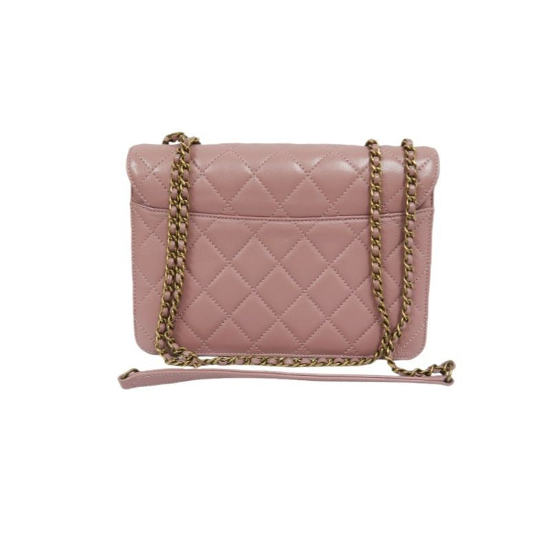 CHANEL Purple Lambskin Matelasse Chain Shoulder Bag