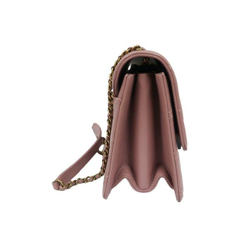 CHANEL Purple Lambskin Matelasse Chain Shoulder Bag
