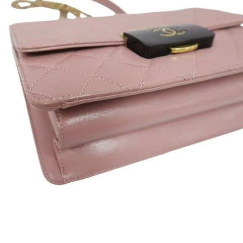 CHANEL Purple Lambskin Matelasse Chain Shoulder Bag