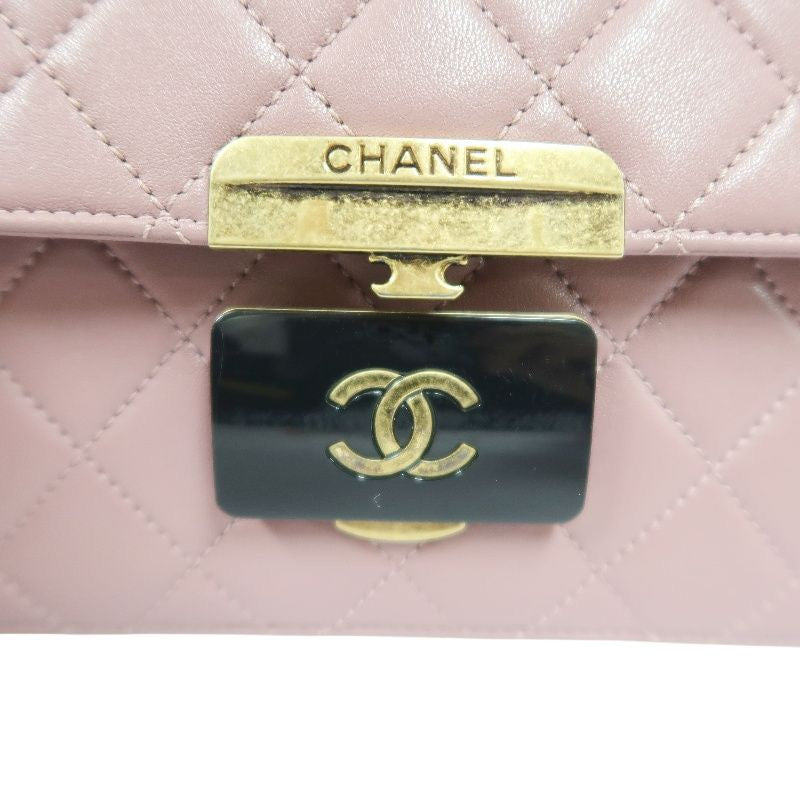 CHANEL Purple Lambskin Matelasse Chain Shoulder Bag
