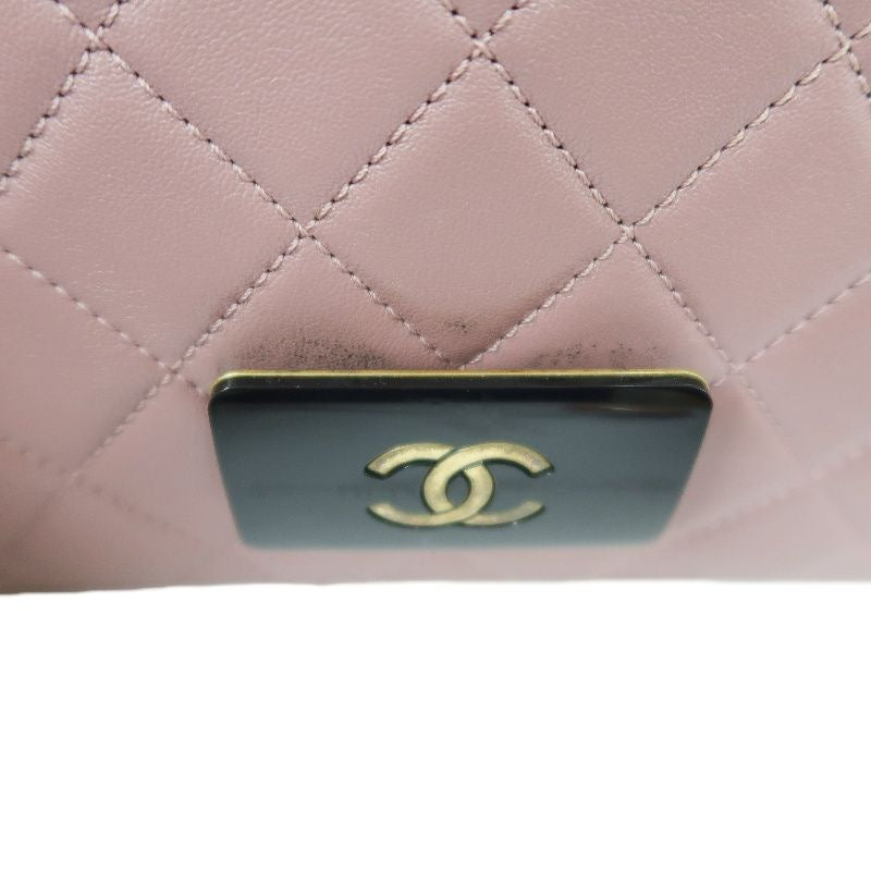 CHANEL Purple Lambskin Matelasse Chain Shoulder Bag