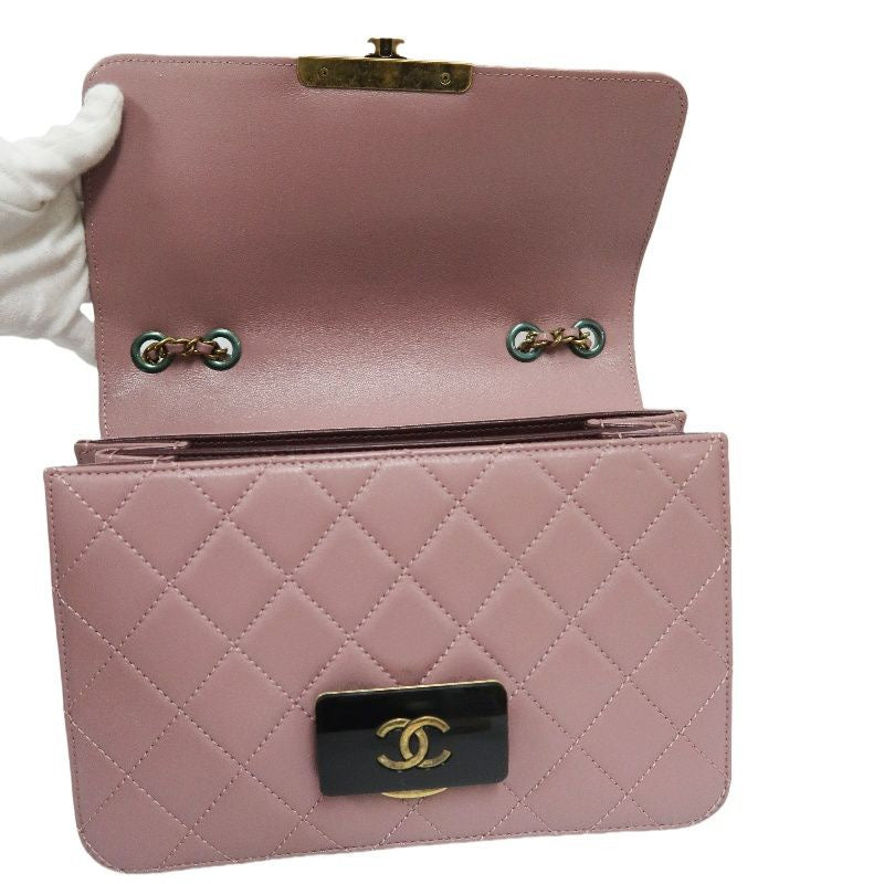 CHANEL Purple Lambskin Matelasse Chain Shoulder Bag