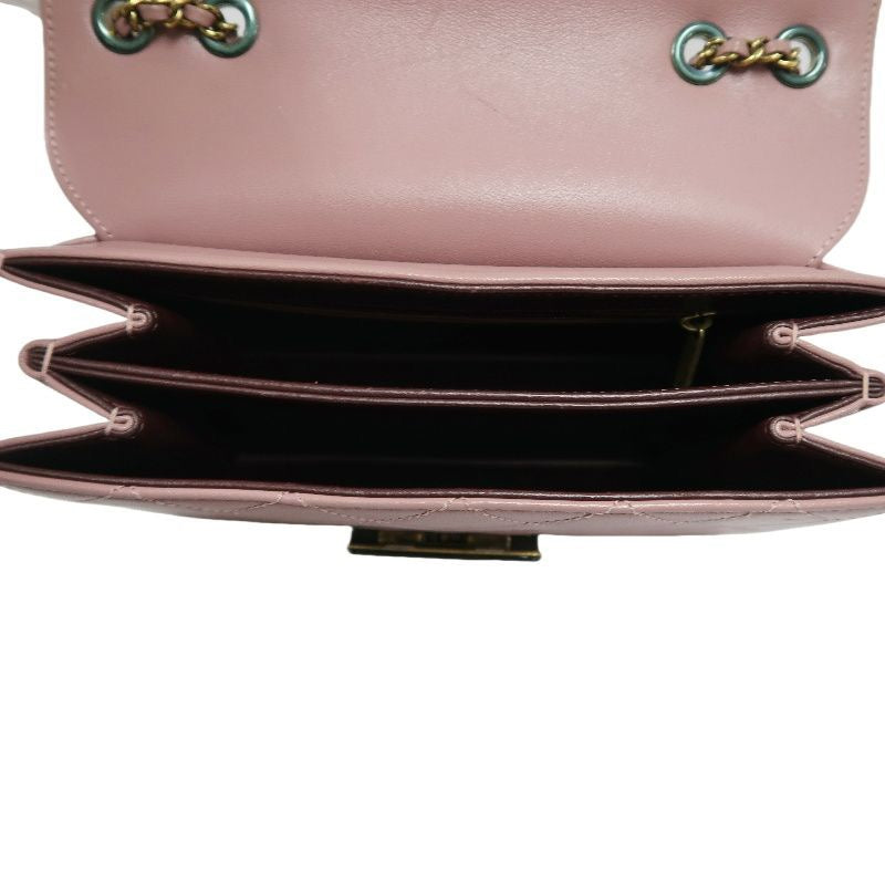 CHANEL Purple Lambskin Matelasse Chain Shoulder Bag