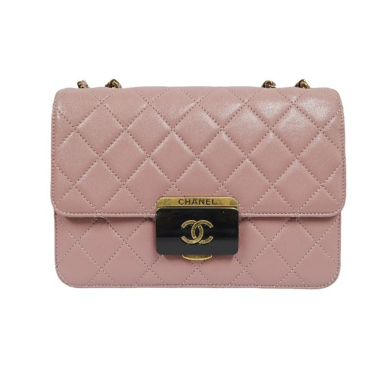 CHANEL Purple Lambskin Matelasse Chain Shoulder Bag