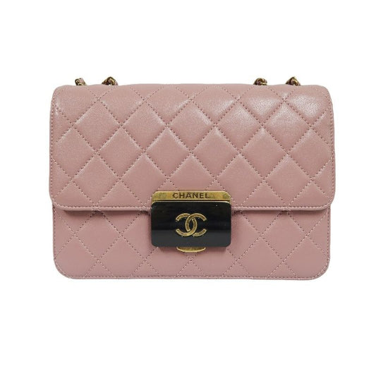 CHANEL Purple Lambskin Matelasse Chain Shoulder Bag