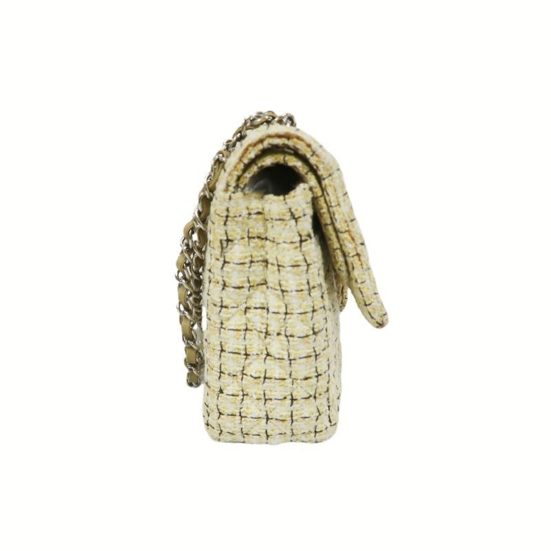 CHANEL Beige Cotton Tweed Classic Flap Bag