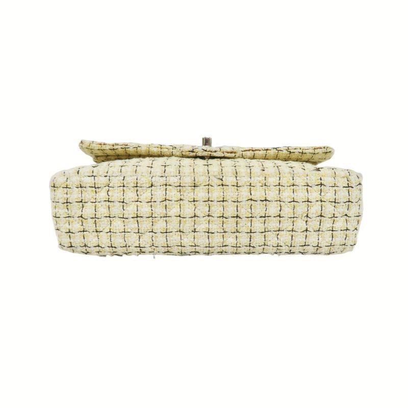 CHANEL Beige Cotton Tweed Classic Flap Bag