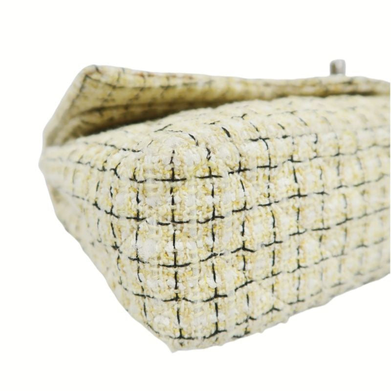 CHANEL Beige Cotton Tweed Classic Flap Bag