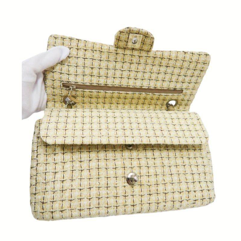 CHANEL Beige Cotton Tweed Classic Flap Bag