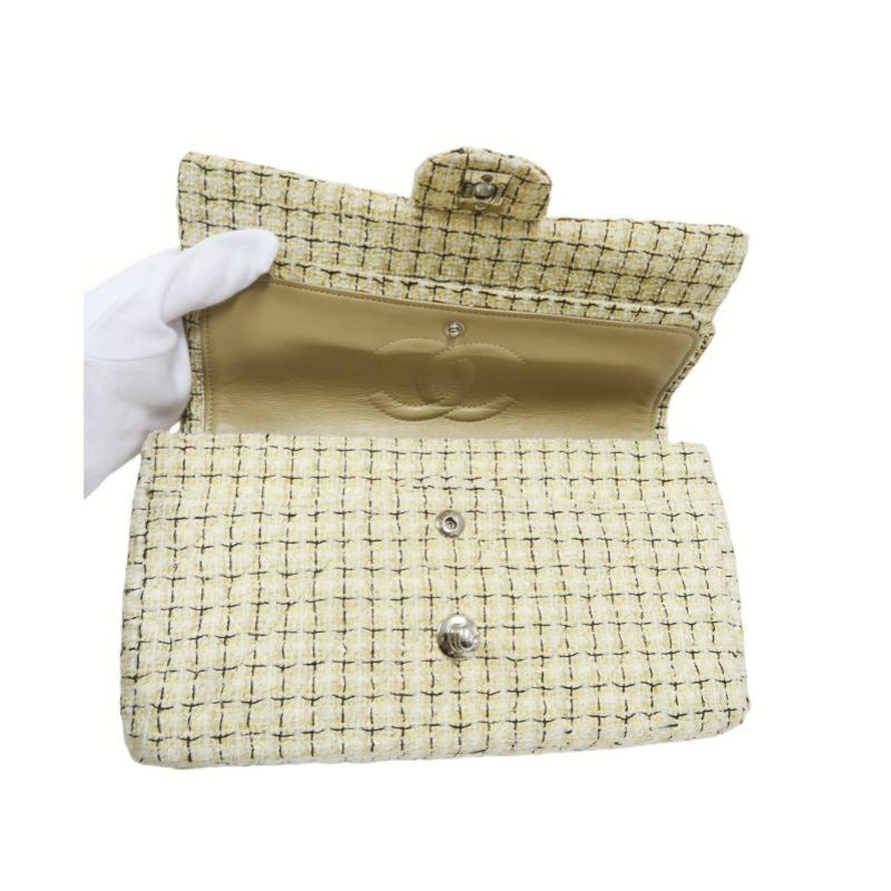 CHANEL Beige Cotton Tweed Classic Flap Bag