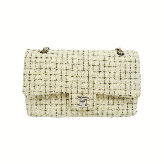 CHANEL Beige Cotton Tweed Classic Flap Bag