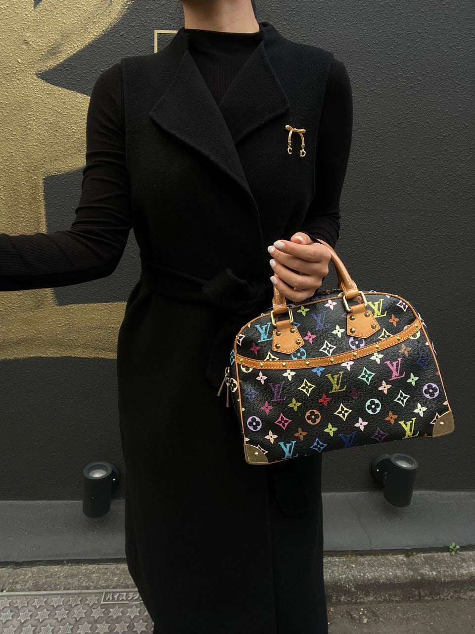LOUIS VUITTON Multicolore Black Trouville Handbag in Monogram Multicolore Coated Canvas