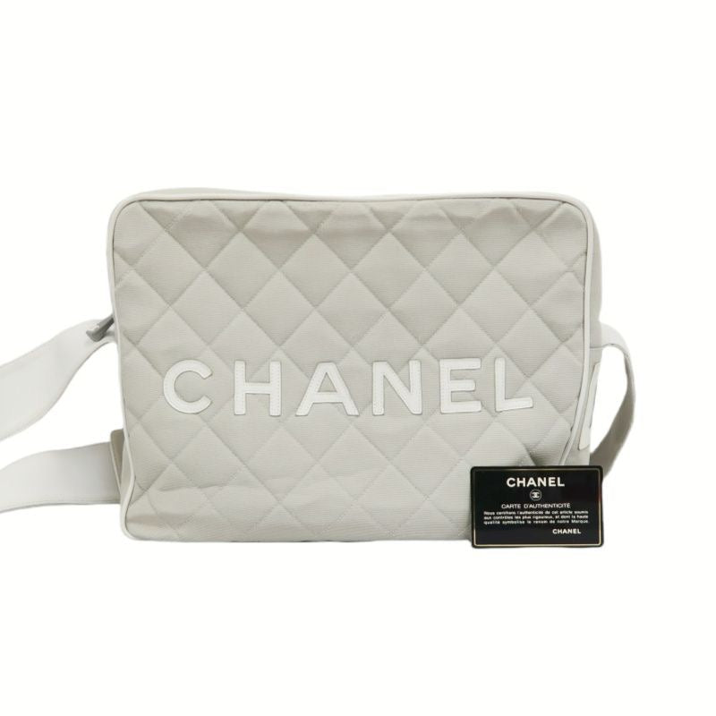 CHANEL Sport Line Light Gray Canvas Shoulder Bag