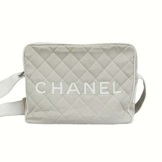 CHANEL Sport Line Light Gray Canvas Shoulder Bag